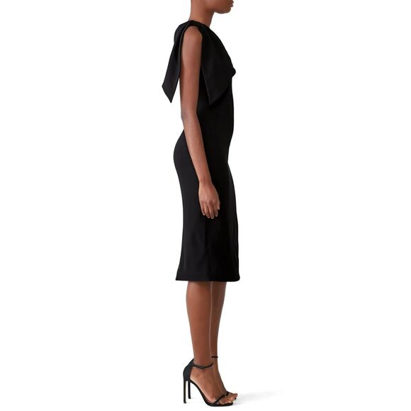 Dress The Population Tiffany One Shoulder Crepe Midi Dress - Black M - Picture 3 of 11